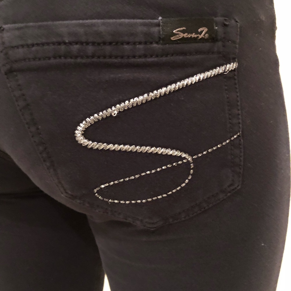 Seven Black knit jeans with silver S on pocket - Picture 2 of 5